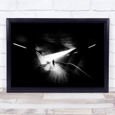 Tunnel Silhouette Dark Low Key Low-Key Street Vignette Black & White Boy Print