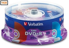 100-Pak Verbatim 16X Life Series w/ VIBRANT COLOR SURFACE DVD Rs, Verbatim 98431