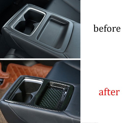 For Honda Accord 2018-22 Carbon Fiber ABS Trim Rear Armrest Water Cup Cover Trim - Picture 4 of 13