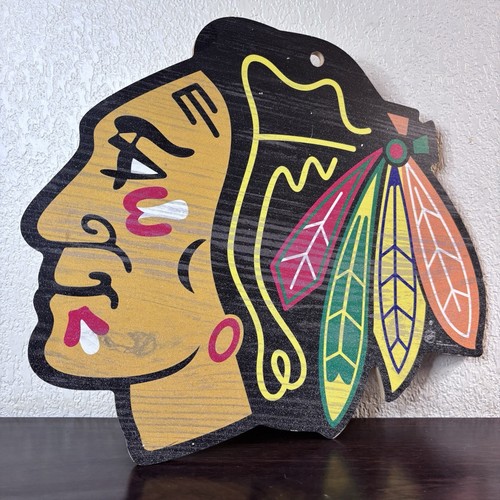 Insegna da parete Chicago Blackhawks Head NHL 11x13 pannello particelle barra mancava