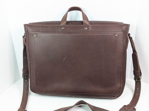 LL Bean Leather Messenger Bag Laptop Bag Shoulder Strap Drop Handle 12"x15"x3.5" - Picture 9 of 24