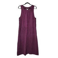 Amy K Su AKS Dress Purple Pinafore Maxi Jumper Buttons Pockets 90s Lagenlook S