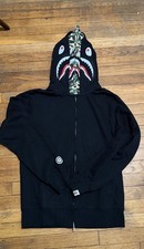 A Bathing Ape Shark Full Zip Hoodie Black Camouflage Men's