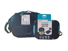 Bentgo kids lunch bag with snap and go lunch box container. Blue NWT