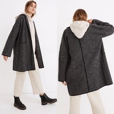 Madewell Black Herringbone Courton Open Front Sweater Coat Size Small