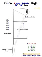 Hi-Lo  No Hooks  Surf Fishing Rigs Striper Sea Bass Blackfish Fluke Porgies