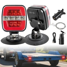 2X Wireless Trailer Lights Magnetic LED Tow Light Turn Signal Brake Reverse Stop