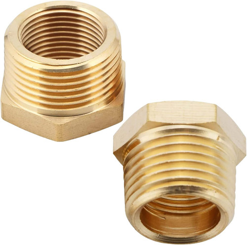 2Pcs 1" NPT Male X 3/4" NPT Female Brass Reducer Hex Bushing Threaded Fitting Ad