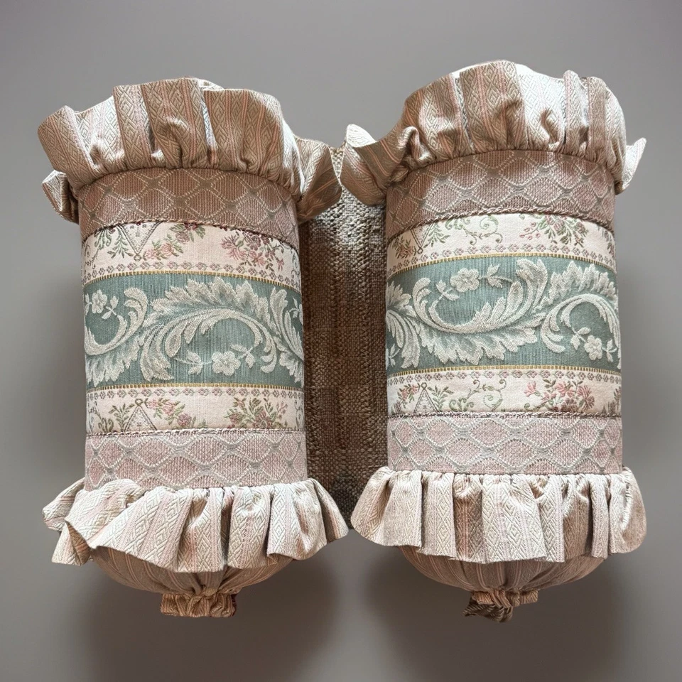 SWEET DREAMS Neiman Marcus Jacquard Pillows floral Set of 3 Floral Bolsters - Image 4 of 4