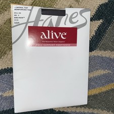 Hanes Alive Control Top Size E Barely Black Sheer Support Reinforced Toe