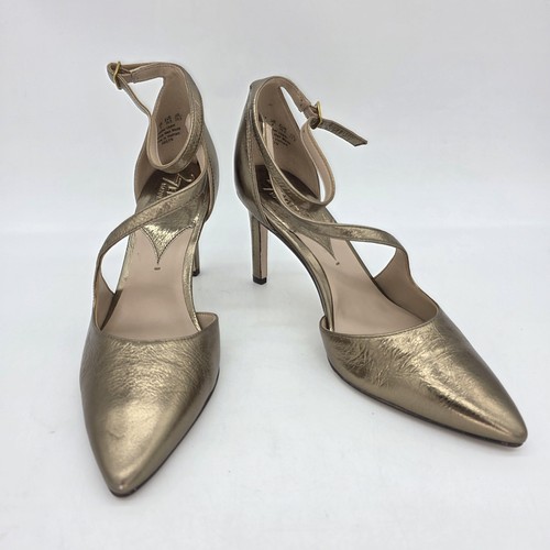 27 Edit Naturalizer Abilyn Shoe Women 6.5 Metallic Gold Heels Strappy Dress Pump - Picture 2 of 13