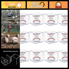 12 Pack Clear Acrylic Baseball Display Case Cube Holder Set - Perfect for Collec
