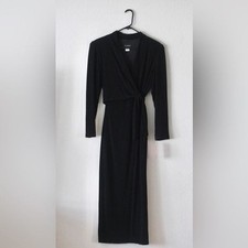 Virgo black metallic wrap maxi dress