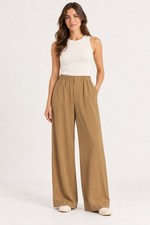 Varley Kayson 2.0 Wide Leg Pants Taupe Stone Elastic Waist Size L GUC athleisure