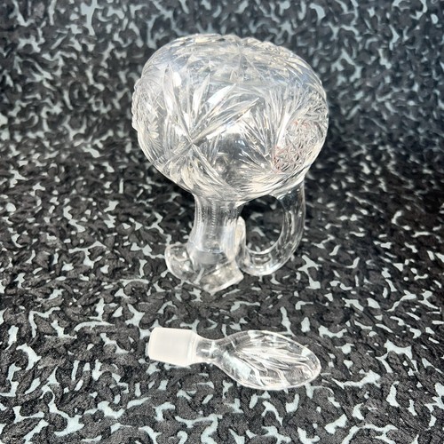 Beautiful Vintage Crystal Clear Cut Glass Cruet With Stopper Oil Vinegar 6.5” - Picture 12 of 15