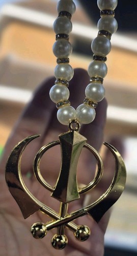 Sikh Gold or Silver plated KHANDA car hanger Khalsa Singh Kaur Punjabi Mala SS52 - Picture 14 of 16