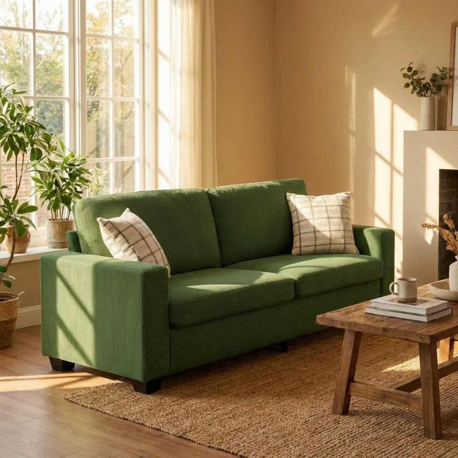 83" Modern Corduroy Sofa Couch, 2-3 Seat,  Removable Washable Cushions