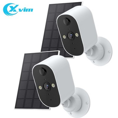 XVIM 2PK Waterproof Battery Camera 2K Outdoor WiFi Solar Powered Security Camera