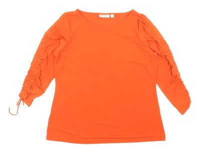 Susan Graver orange Damen Bluse - M, Langarm, Freizeit