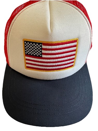 Men’s American Flag Patriot Red White Blue Hat Baseball Cap Trucker Mesh One Sz - Picture 2 of 6