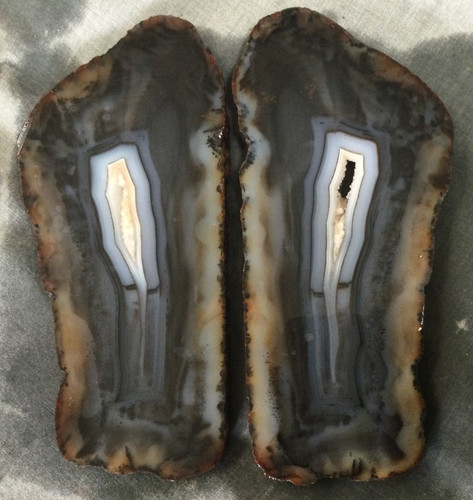 Black Skin Agate Slab Pair - Butterfly Cut 156 Grams Lapidary Rough Lot