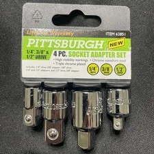 Pittsburgh 4 PC. Socket Adapter Set 1/4'', 3/8'' & 1/2'' Drive