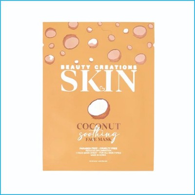 Beauty Creations Skin Coconut Soothing Face Mask Moisturizing Sheet 3 Pack