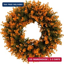 20 Inch Fall Wreath for Front Door with Maple Leaves Berries