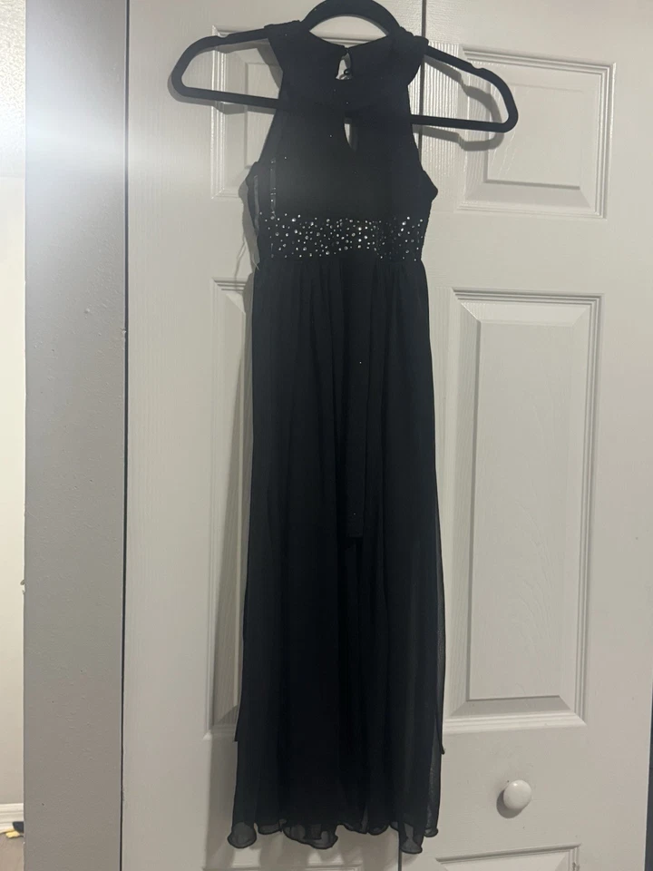 Formal Dress Kids Size 7 Black Flowers  - Image 2 of 4