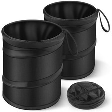 2 Pack Mini Trash Can for Car, Leakproof Pop-Up Car Trash Can with Hanging Lo...