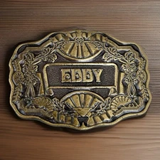 Vintage Personalized 1970’s EDDY Brass Belt Buckle by Oden Inc.  (Edward - Ed)