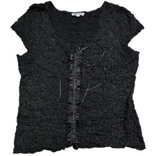 Shiny Black Corset Style Womens Top Size L Gothcore Whimsigoth Dark Feminine Y2K