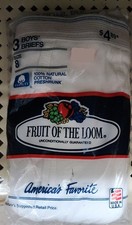 SEALED Vintage 1990 Fruit Of The Loom Boys Briefs Underwear 3-Pack Size 8
