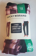 Lucky Brand 2 Pack Womens X-Large Lounge Pants Black Red Plaid NWT