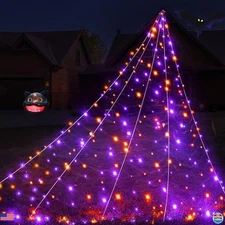BlcTec Giant Halloween Spider Web - 19.7ft x 14.7ft with 250 LED Lights, Timer