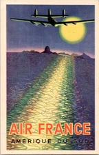 South America Aviation Air France airline airplane old 1948 poster type postcard