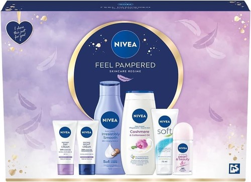 NIVEA Women's Feel Pampered Skincare Regime Gift Set Shower Cream Lotion Radiant - Picture 2 of 29