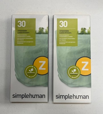2- 4 L/1.2 Gal. Green Code Z Custom Fit Compostable Trash Bags Simplehuman New