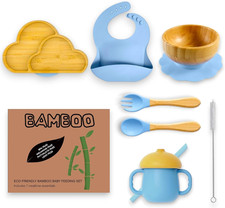 Bamboo Suction Plate and Bowl Set for Babies 7 Feeding Essentials Baby Led Weani