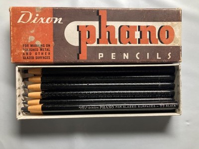 Vintage Dixon Phano Pencils Polished Metal Glazed Surface Pencil 7 Unused Black