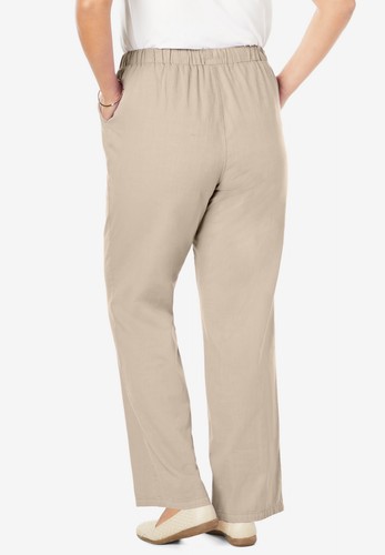 Woman Within Plus Size Drawstring Wide-Leg Denim Pant - Picture 3 of 20