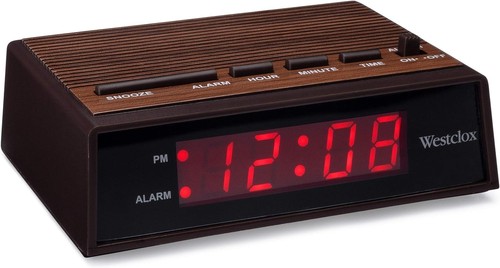 Westclox Retro Wood Style Easy To Read Super Bright Small Night Woodgrain - Picture 2 of 6