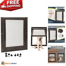 Durable Small Pet Screen Door Flap - 30 lbs Capacity, Easy to Install, Brown