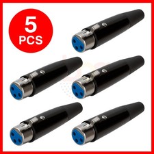 5 Pack XLR 3-Pin Female Straight Connector Speaker Microphone Cable Jack Black