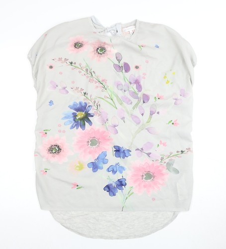 John Rocha Damen Grau Blumenmuster Top Größe 16