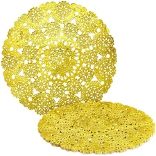 Juvale 60 Pack Gold Doilies, 12 inch Round, Disposable Placemats for Party