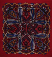 Cotton Paisley Head Scarf Bandana 22" x 22" Red