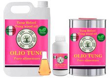 Olio TUNG puro 100% ALIMENTARE TAGLIERI MESTOLI CIOTOLE Legno NATURAL OIL VEGAN