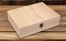 Unfinished Wooden Box with Hinge Lid for DIY Craft Gifts 12" x 9" x 3 1/4"