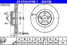 2x Bremsscheibe belüftet 24.0124-0196.1 ATE für SUBARU XV FORESTER OUTBACK BRZ